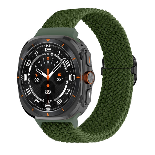 For Samsung Galaxy Watch Ultra 47mm Slide Buckle Nylon Braided Watch Band(Army Green) - Watch Bands by PMC Jewellery | Online Shopping South Africa | PMC Jewellery | Buy Now Pay Later Mobicred