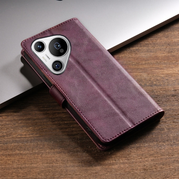 For Huawei Pura 70 N.BEKUS CSJ-P1 Solid Color Leather Phone Case(Wine Red) - free shipping - PMC Jewellery - Order now!