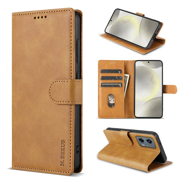 For Motorola Moto G Play 2024 N.BEKUS CSJ-P1 Solid Color Leather Phone Case(Brown) - Motorola Cases by N.BEKUS | Online Shopping South Africa | PMC Jewellery | Buy Now Pay Later Mobicred