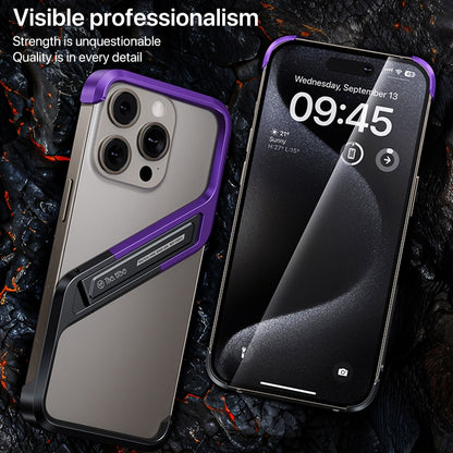 For iPhone 16 Pro Max S-shaped Stand Frameless Metal Phone Case(Black Purple) - iPhone 16 Pro Max Cases by PMC Jewellery | Online Shopping South Africa | PMC Jewellery | Buy Now Pay Later Mobicred