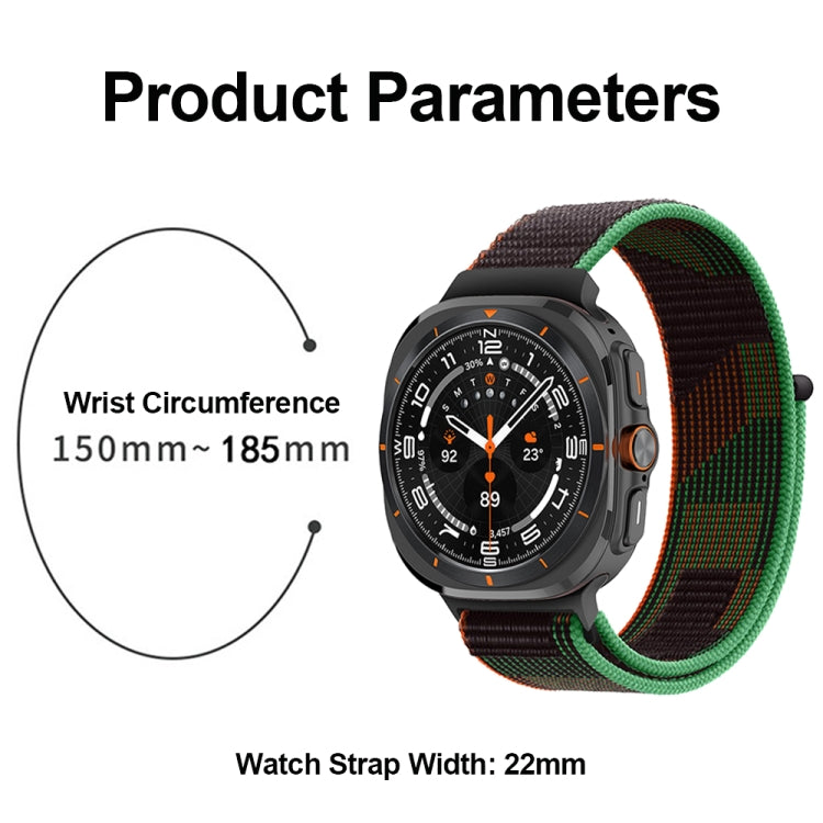 For Samsung Galaxy Watch Ultra 47mm Plastic Connector Nylon Loop Watch Band(Black Rainbow) - Watch Bands by PMC Jewellery | Online Shopping South Africa | PMC Jewellery | Buy Now Pay Later Mobicred