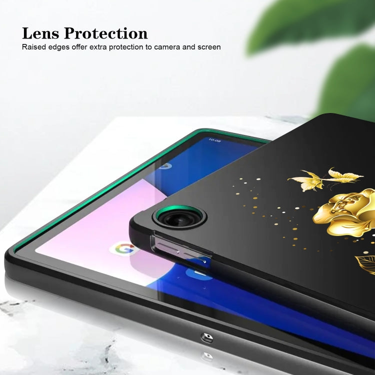 For Lenovo Tab M11 / Xiaoxin Pad 2024 Color Painting Pattern Smart Tablet TPU Case(Golden Rose) - Lenovo by PMC Jewellery | Online Shopping South Africa | PMC Jewellery | Buy Now Pay Later Mobicred