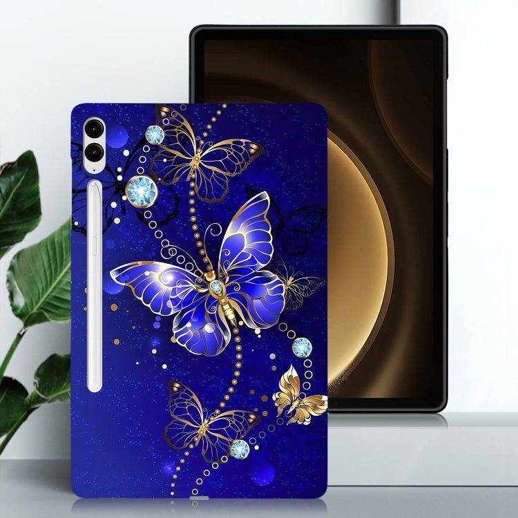 For Samsung Galaxy Tab S9+ / S9 FE+ Color Painting Pattern Smart Tablet TPU Case(Blue Butterfly) - Galaxy Tab S9+ Cases by PMC Jewellery | Online Shopping South Africa | PMC Jewellery | Buy Now Pay Later Mobicred