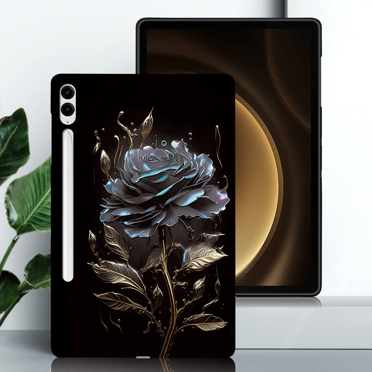 For Samsung Galaxy Tab S9+ / S9 FE+ Color Painting Pattern Smart Tablet TPU Case(Black Rose) - Galaxy Tab S9+ Cases by PMC Jewellery | Online Shopping South Africa | PMC Jewellery | Buy Now Pay Later Mobicred