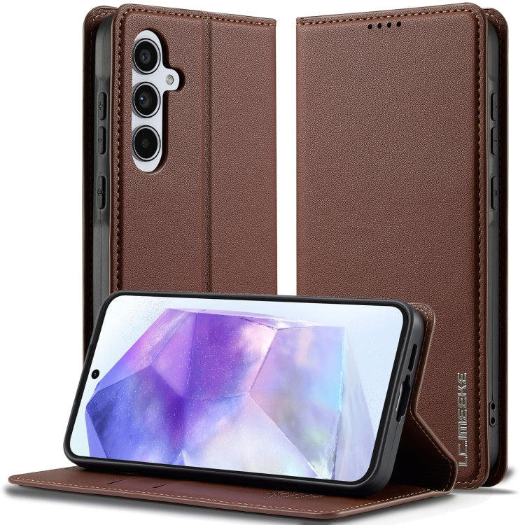 For Samsung Galaxy S24 FE 5G LC.IMEEKE L1 Series Frosted Fine Texture PU Phone Case(Brown) - Galaxy S24 FE 5G Cases by LC.IMEEKE | Online Shopping South Africa | PMC Jewellery | Buy Now Pay Later Mobicred