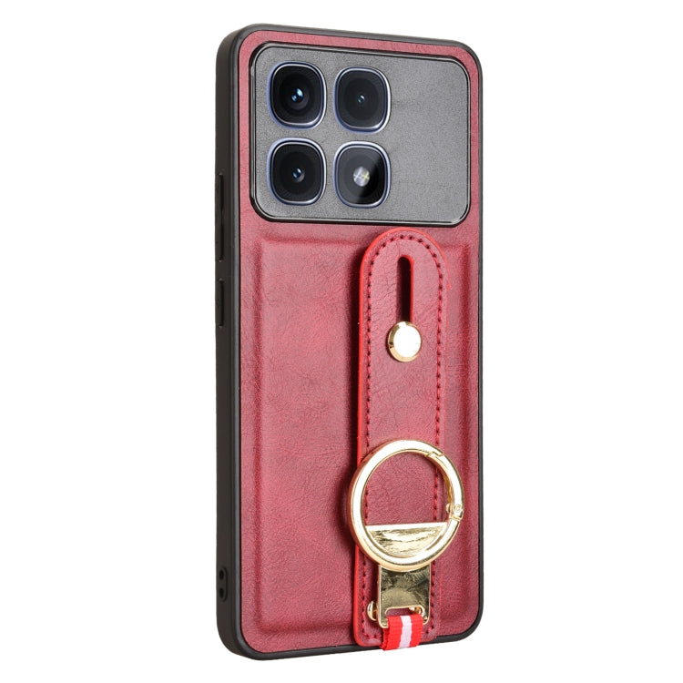 For Redmi K70 Ultra Wristband Leather Back Phone Case(Red) - Xiaomi Cases by PMC Jewellery | Online Shopping South Africa | PMC Jewellery | Buy Now Pay Later Mobicred