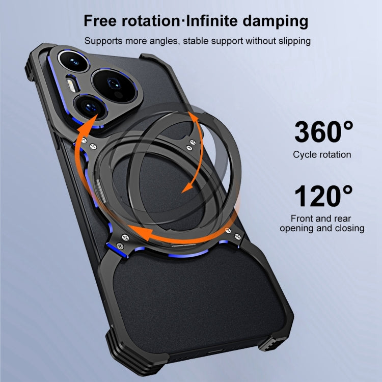 For Huawei Mate 70 Mechanical Arm Borderless MagSafe Holder Metal Phone Case(Black Blue) - Huawei Cases by PMC TechLife | Online Shopping South Africa | PMC TechLife | Buy Now Pay Later Mobicred