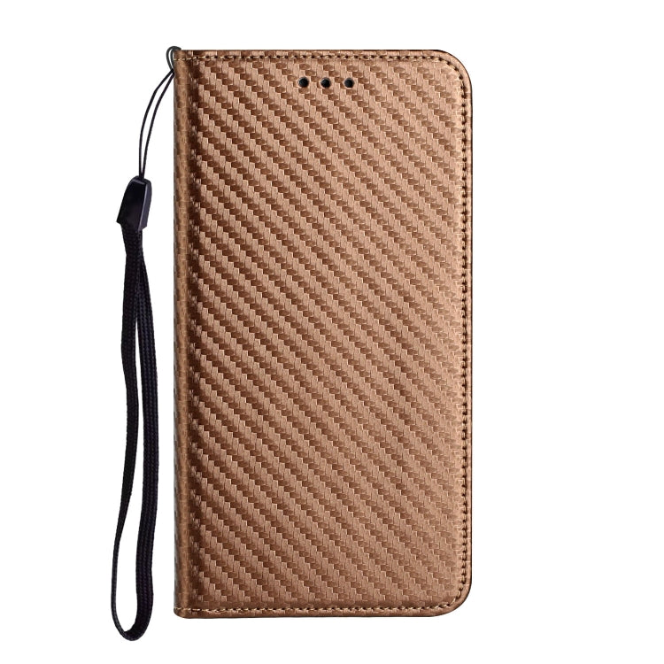 For iPhone 16 Carbon Fiber Texture Magnetic Flip Leather Phone Case(Brown) - iPhone 16 Cases by PMC TechLife | Online Shopping South Africa | PMC TechLife | Buy Now Pay Later Mobicred