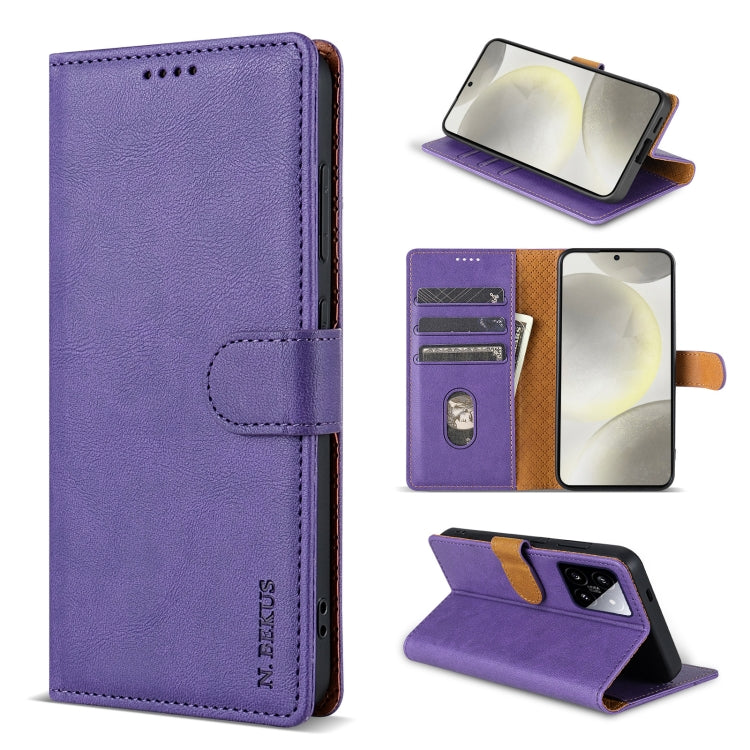 For Xiaomi 14 N.BEKUS CSJ-P1 Solid Color Leather Phone Case(Purple) - 14 Cases by N.BEKUS | Online Shopping South Africa | PMC Jewellery | Buy Now Pay Later Mobicred