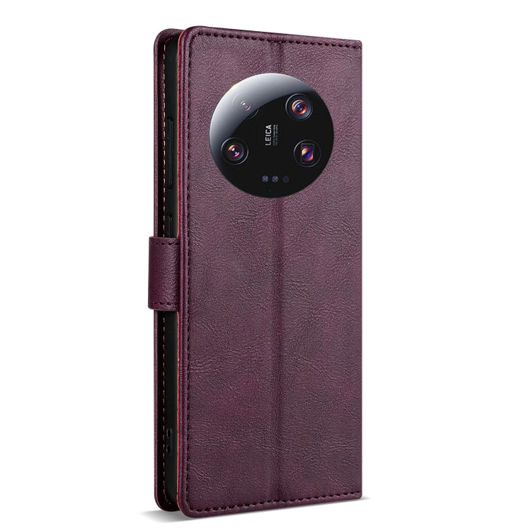 For Xiaomi 14 Ultra N.BEKUS CSJ-P1 Solid Color Leather Phone Case(Wine Red) - 14 Ultra Cases by N.BEKUS | Online Shopping South Africa | PMC Jewellery | Buy Now Pay Later Mobicred