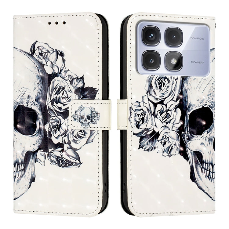 For Redmi K70 Ultra 5G Global 3D Painting Horizontal Flip Leather Phone Case(Skull) - Xiaomi Cases by PMC Jewellery | Online Shopping South Africa | PMC Jewellery | Buy Now Pay Later Mobicred