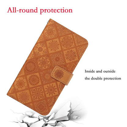 For Samsung Galaxy S25 5G Ethnic Style Embossed Pattern Leather Phone Case(Brown) - Galaxy S25 5G Cases by PMC Jewellery | Online Shopping South Africa | PMC Jewellery | Buy Now Pay Later Mobicred