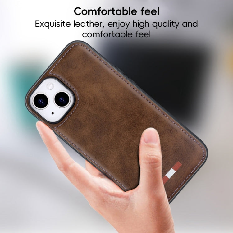 For iPhone 15 Pro Max VIETAO Plain Leather Stitching PU Phone Case(Brown) - iPhone 15 Pro Max Cases by VIETAO | Online Shopping South Africa | PMC Jewellery | Buy Now Pay Later Mobicred