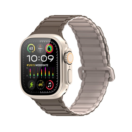 For Apple Watch SE 2023 44mm DUX DUCIS KJ Series Magnetic Buckle Silicone Watch Band(Brown Grey) - Watch Bands by DUX DUCIS | Online Shopping South Africa | PMC Jewellery | Buy Now Pay Later Mobicred