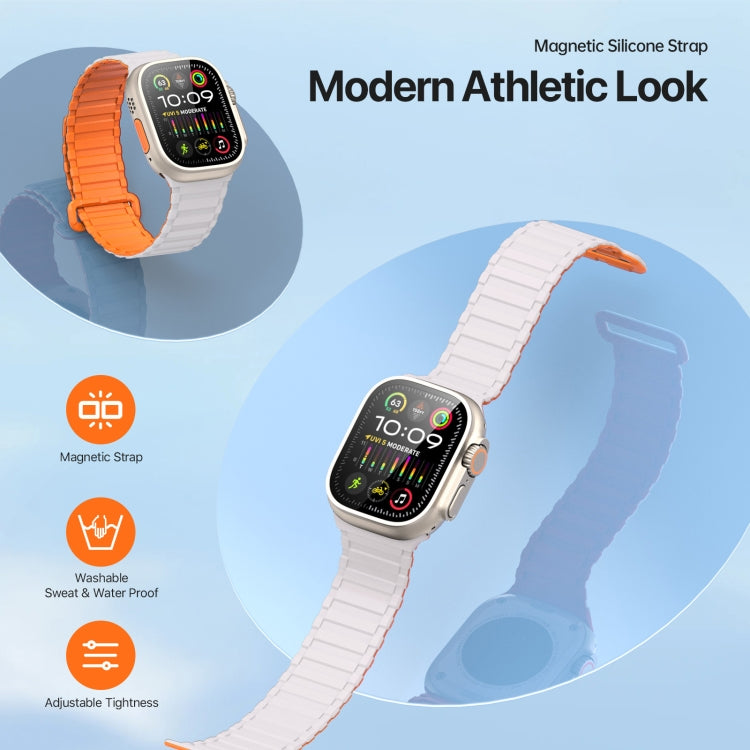 For Apple Watch Series 8 45mm DUX DUCIS KJ Series Magnetic Buckle Silicone Watch Band(Starlight Orange) - Watch Bands by DUX DUCIS | Online Shopping South Africa | PMC Jewellery | Buy Now Pay Later Mobicred