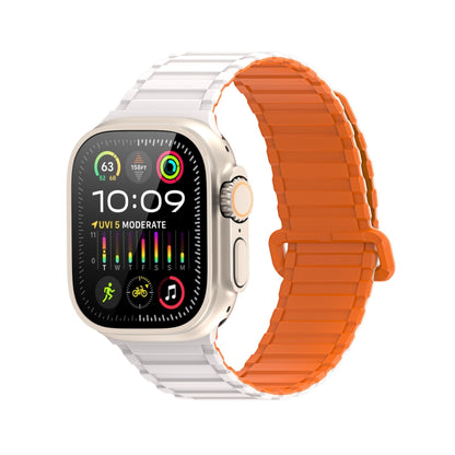 For Apple Watch Series 4 44mm DUX DUCIS KJ Series Magnetic Buckle Silicone Watch Band(Starlight Orange) - Watch Bands by DUX DUCIS | Online Shopping South Africa | PMC Jewellery | Buy Now Pay Later Mobicred