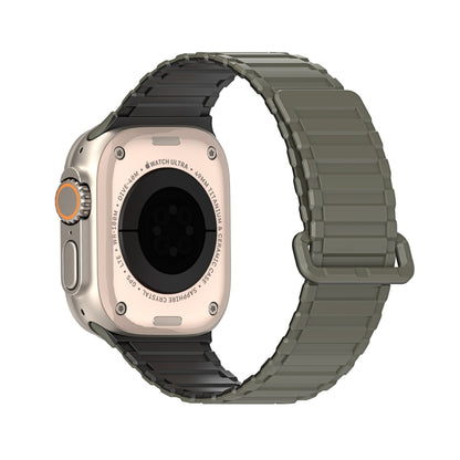 For Apple Watch 42mm DUX DUCIS KJ Series Magnetic Buckle Silicone Watch Band(Black Green) - Watch Bands by DUX DUCIS | Online Shopping South Africa | PMC Jewellery | Buy Now Pay Later Mobicred