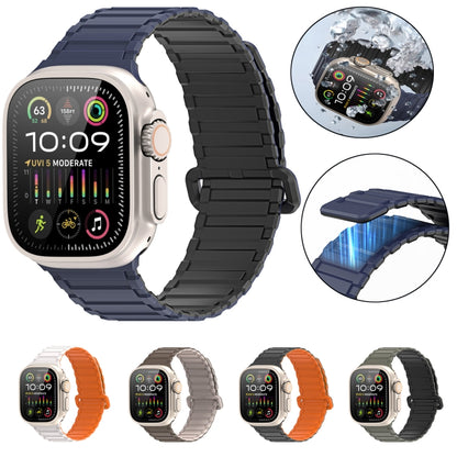 For Apple Watch Ultra 2 49mm DUX DUCIS KJ Series Magnetic Buckle Silicone Watch Band(Black Blue) - Watch Bands by DUX DUCIS | Online Shopping South Africa | PMC Jewellery | Buy Now Pay Later Mobicred