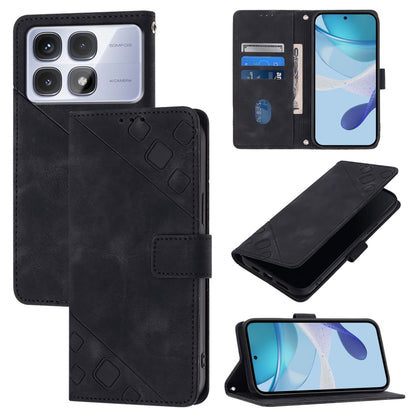 For Redmi K70 Ultra 5G Global Skin-feel Embossed Leather Phone Case(Black) - Xiaomi Cases by PMC Jewellery | Online Shopping South Africa | PMC Jewellery | Buy Now Pay Later Mobicred