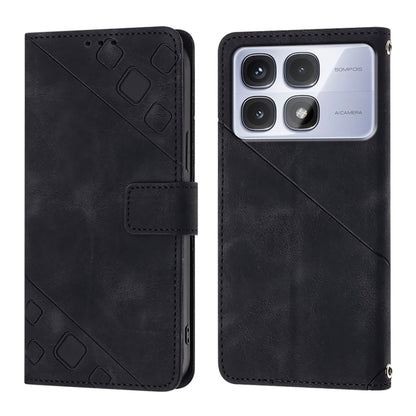 For Redmi K70 Ultra 5G Global Skin-feel Embossed Leather Phone Case(Black) - Xiaomi Cases by PMC Jewellery | Online Shopping South Africa | PMC Jewellery | Buy Now Pay Later Mobicred