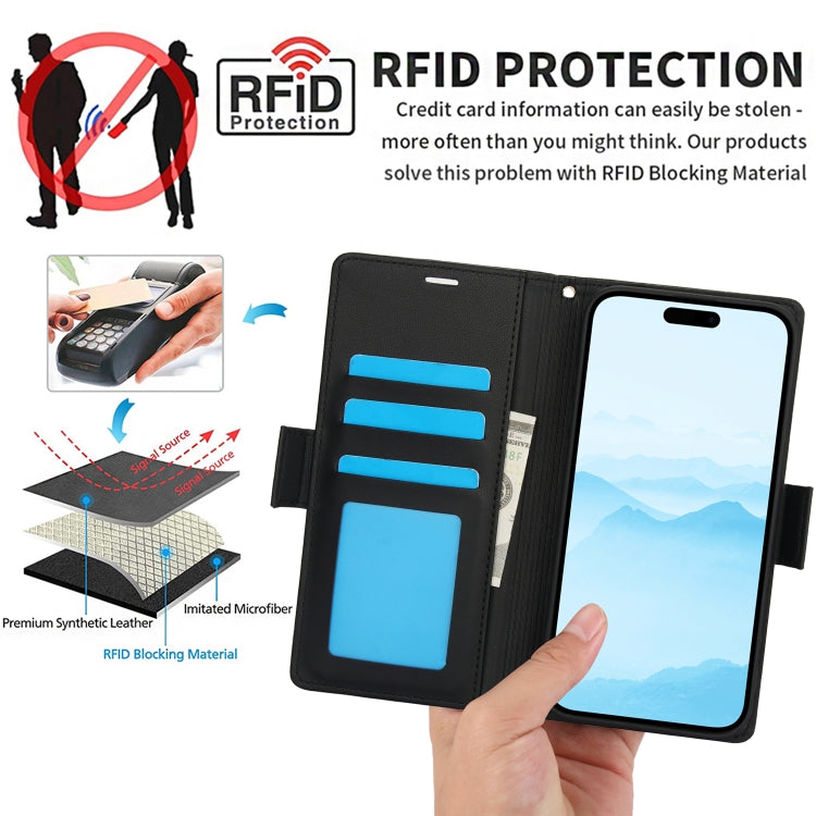 For iPhone 16 Side Buckle RFID Anti-theft Leather Phone Case(Black) - iPhone 16 Cases by PMC TechLife | Online Shopping South Africa | PMC TechLife | Buy Now Pay Later Mobicred