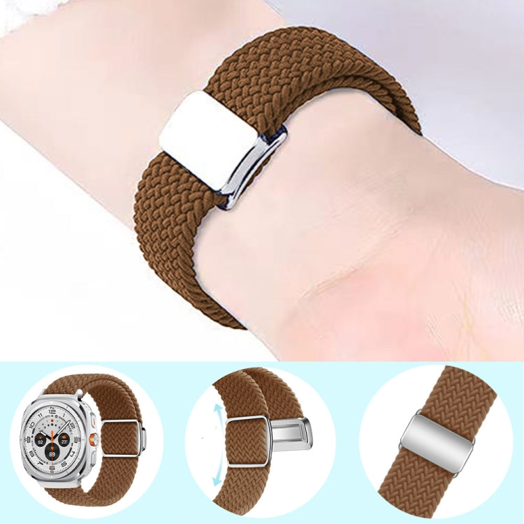 For Samsung Galaxy Watch Ultra 47mm Nylon Loop Magnetic Buckle Watch Band(Brown) - Watch Bands by PMC Jewellery | Online Shopping South Africa | PMC Jewellery | Buy Now Pay Later Mobicred