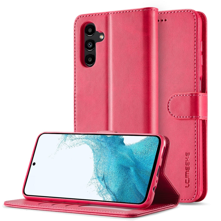 For Samsung Galaxy S24 FE 5G LC.IMEEKE Calf Texture Leather Phone Case(Red) - Galaxy S24 FE 5G Cases by LC.IMEEKE | Online Shopping South Africa | PMC Jewellery | Buy Now Pay Later Mobicred