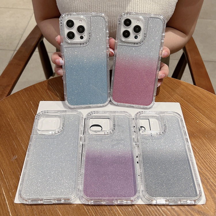 For iPhone 16 TPU + PC + Glitter Paper Full Coverage Phone Case(Purple) - iPhone 16 Cases by PMC TechLife | Online Shopping South Africa | PMC TechLife | Buy Now Pay Later Mobicred