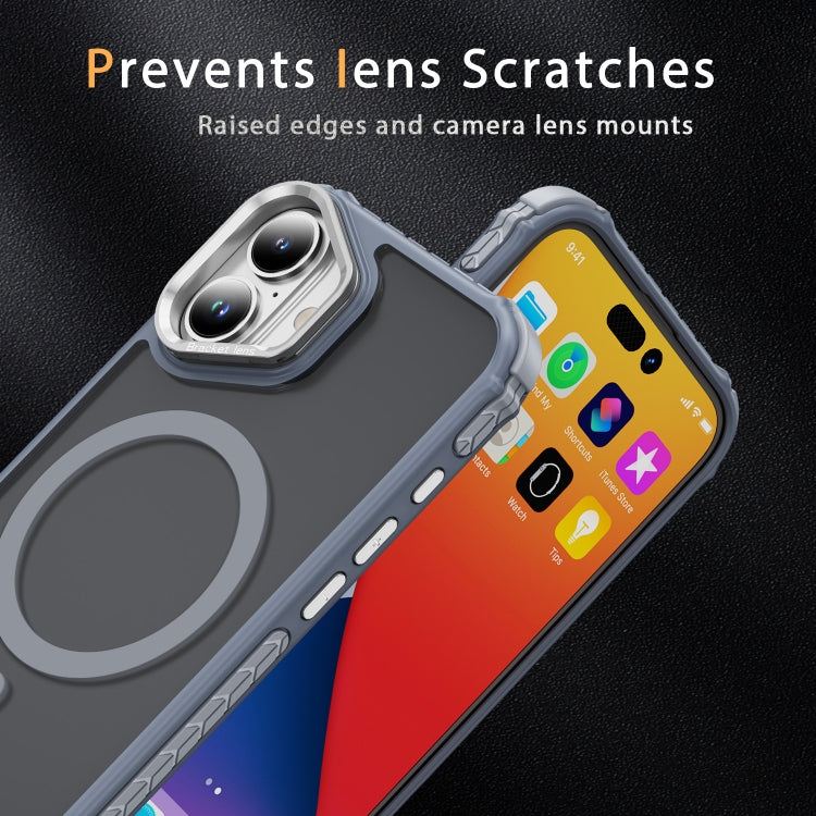 For iPhone 16 Plus Rainbow Series Skin Feel MagSafe Lens Holder Phone Case(Grey) - iPhone 16 Plus Cases by PMC Jewellery | Online Shopping South Africa | PMC Jewellery | Buy Now Pay Later Mobicred