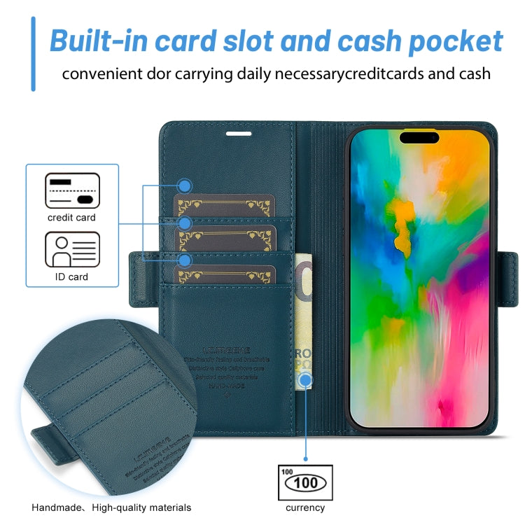 For iPhone 16 Plus LC.IMEEKE Skin-friendly Card Slots Leather Phone Case(Blue) - iPhone 16 Plus Cases by LC.IMEEKE | Online Shopping South Africa | PMC Jewellery | Buy Now Pay Later Mobicred