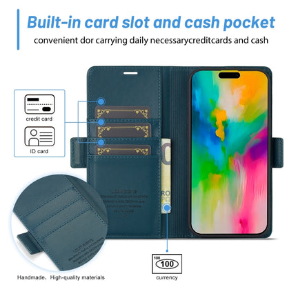 For iPhone 16 Plus LC.IMEEKE Skin-friendly Card Slots Leather Phone Case(Blue) - iPhone 16 Plus Cases by LC.IMEEKE | Online Shopping South Africa | PMC Jewellery | Buy Now Pay Later Mobicred