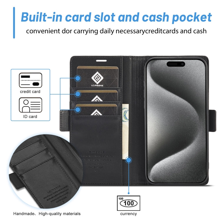 For iPhone 16 Pro LC.IMEEKE Skin-friendly Card Slots Leather Phone Case(Black) - iPhone 16 Pro Cases by LC.IMEEKE | Online Shopping South Africa | PMC TechLife | Buy Now Pay Later Mobicred