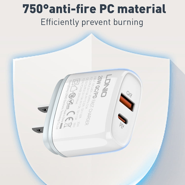 LDNIO Q229 QC3.0 / PD20W USB + Type-C Fast Charger with 1m USB to Micro USB Cable, Plug Type:US Plug(White) - free shipping - PMC TechLife - Order now!