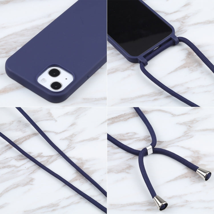 For iPhone 16 Plus Candy Colors TPU Protective Phone Case with Lanyard(Dark Blue) - iPhone 16 Plus Cases by PMC Jewellery | Online Shopping South Africa | PMC Jewellery | Buy Now Pay Later Mobicred