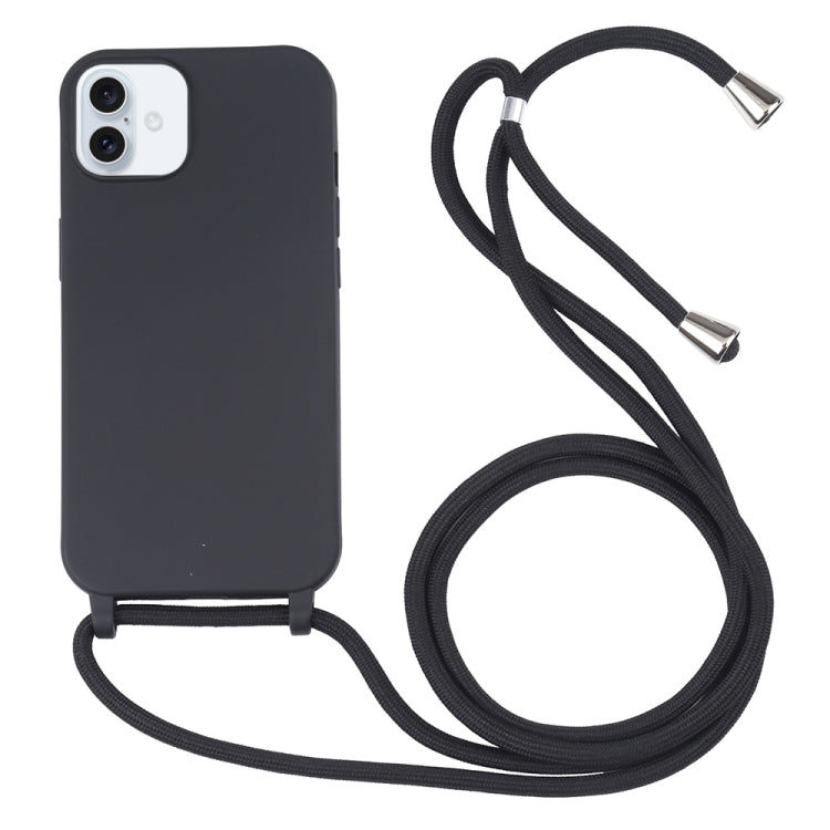 For iPhone 16 Plus Candy Colors TPU Protective Phone Case with Lanyard(Black) - iPhone 16 Plus Cases by PMC TechLife | Online Shopping South Africa | PMC TechLife | Buy Now Pay Later Mobicred