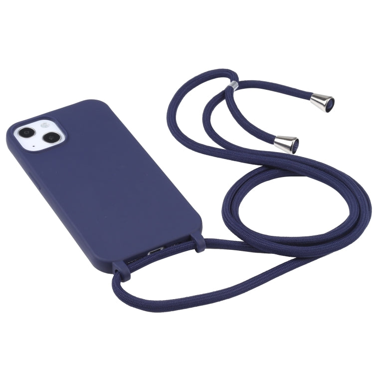 For iPhone 16 Candy Colors TPU Protective Phone Case with Lanyard(Dark Blue) - iPhone 16 Cases by PMC Jewellery | Online Shopping South Africa | PMC Jewellery | Buy Now Pay Later Mobicred