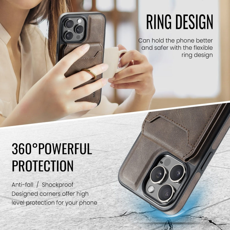 For iPhone 15 Pro Max DG.MING K1 MagSafe Detachable Wallet RFID Back Cover Phone Case(Coffee) - iPhone 15 Pro Max Cases by DG.MING | Online Shopping South Africa | PMC Jewellery | Buy Now Pay Later Mobicred