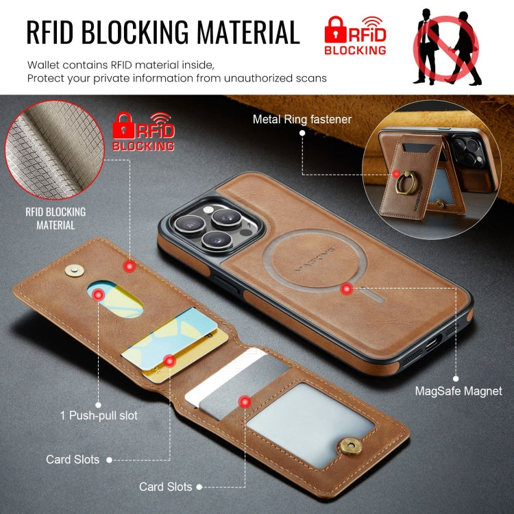 For iPhone 15 Pro Max DG.MING K1 MagSafe Detachable Wallet RFID Back Cover Phone Case(Brown) - iPhone 15 Pro Max Cases by DG.MING | Online Shopping South Africa | PMC Jewellery | Buy Now Pay Later Mobicred