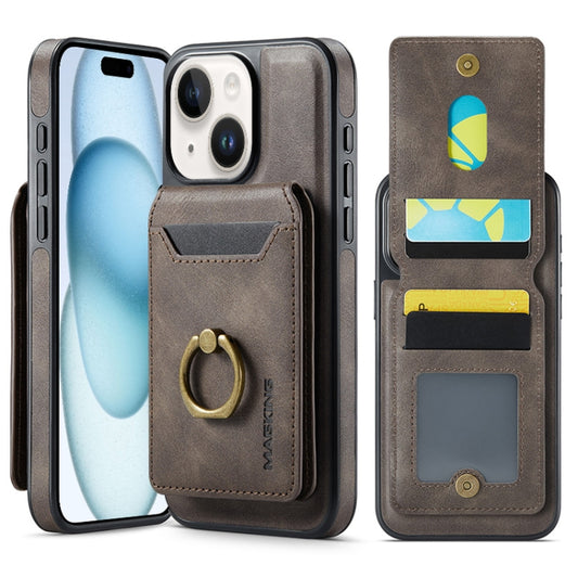 For iPhone 15 Plus DG.MING K1 MagSafe Detachable Wallet RFID Back Cover Phone Case(Coffee) - iPhone 15 Plus Cases by DG.MING | Online Shopping South Africa | PMC Jewellery | Buy Now Pay Later Mobicred