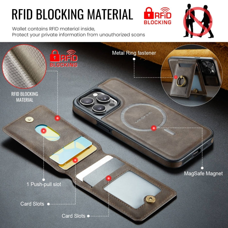 For iPhone 15 DG.MING K1 MagSafe Detachable Wallet RFID Back Cover Phone Case(Coffee) - iPhone 15 Cases by DG.MING | Online Shopping South Africa | PMC Jewellery | Buy Now Pay Later Mobicred