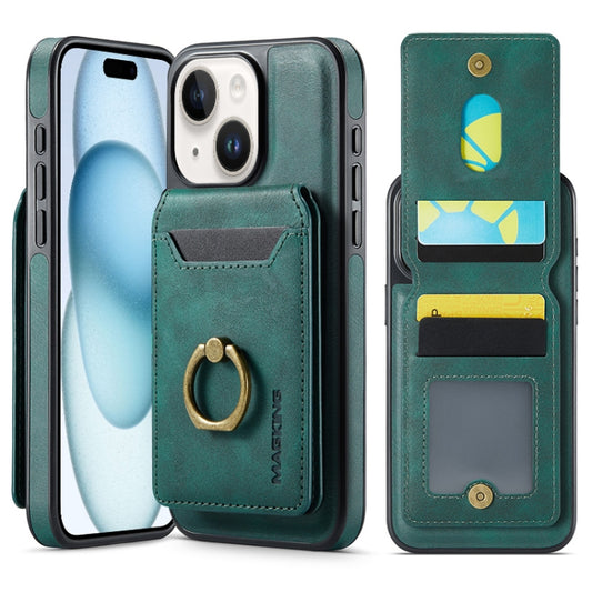 For iPhone 15 DG.MING K1 MagSafe Detachable Wallet RFID Back Cover Phone Case(Green) - iPhone 15 Cases by DG.MING | Online Shopping South Africa | PMC Jewellery | Buy Now Pay Later Mobicred