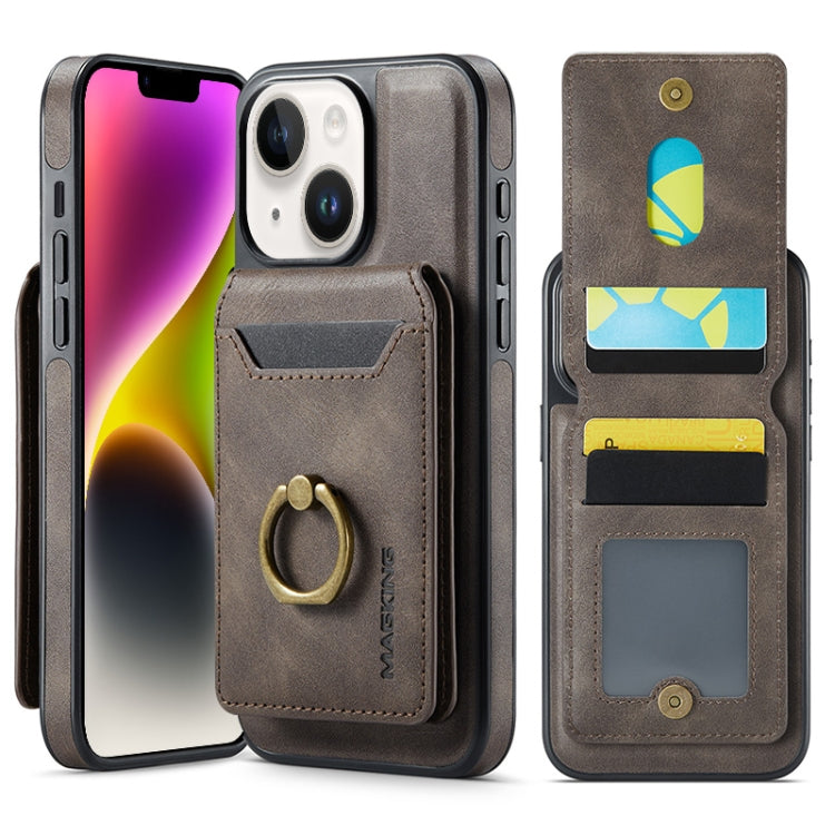 For iPhone 14 DG.MING K1 MagSafe Detachable Wallet RFID Back Cover Phone Case(Coffee) - iPhone 14 Cases by DG.MING | Online Shopping South Africa | PMC Jewellery | Buy Now Pay Later Mobicred