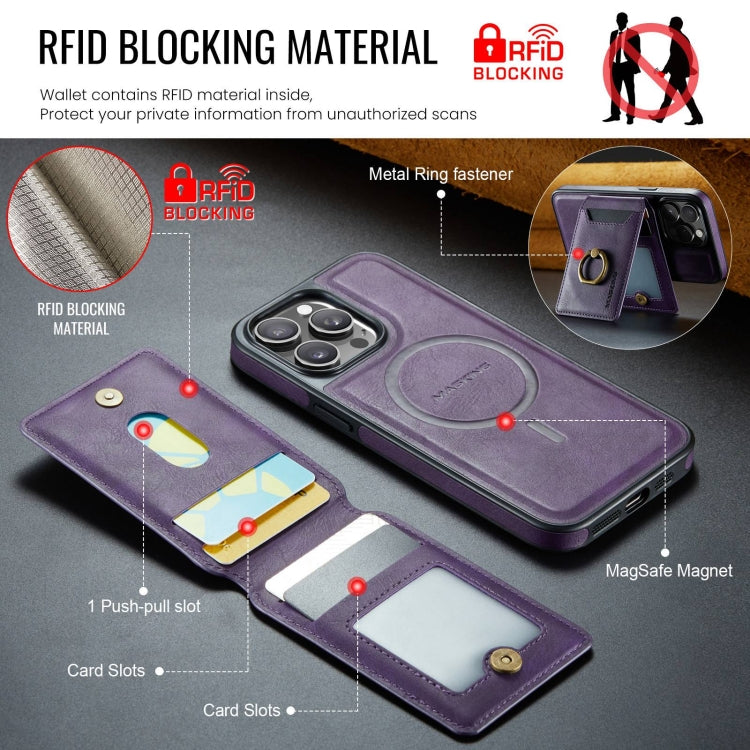 For iPhone 14 Pro DG.MING K1 MagSafe Detachable Wallet RFID Back Cover Phone Case(Purple) - iPhone 14 Pro Cases by DG.MING | Online Shopping South Africa | PMC Jewellery | Buy Now Pay Later Mobicred