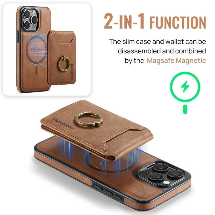 For iPhone 14 Pro Max DG.MING K1 MagSafe Detachable Wallet RFID Back Cover Phone Case(Brown) - iPhone 14 Pro Max Cases by DG.MING | Online Shopping South Africa | PMC Jewellery | Buy Now Pay Later Mobicred