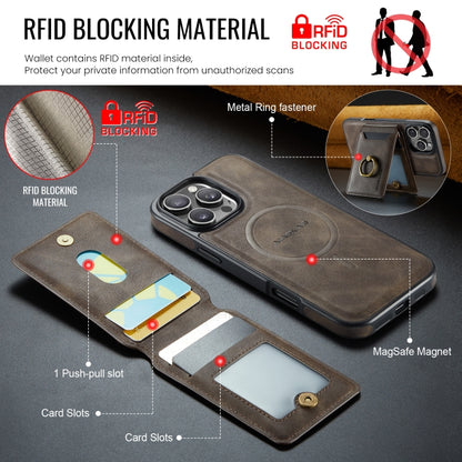 For iPhone 16 Pro Max DG.MING K1 MagSafe Detachable Wallet RFID Back Cover Phone Case(Coffee) - iPhone 16 Pro Max Cases by DG.MING | Online Shopping South Africa | PMC Jewellery | Buy Now Pay Later Mobicred