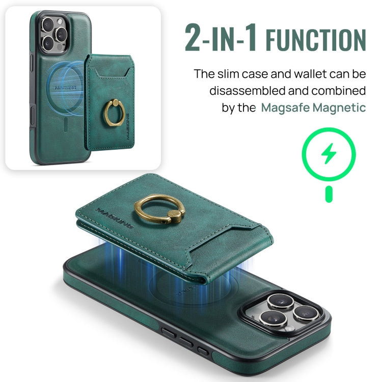 For iPhone 16 Pro Max DG.MING K1 MagSafe Detachable Wallet RFID Back Cover Phone Case(Green) - iPhone 16 Pro Max Cases by DG.MING | Online Shopping South Africa | PMC Jewellery | Buy Now Pay Later Mobicred