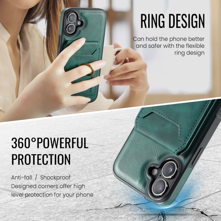 For iPhone 16 DG.MING K1 MagSafe Detachable Wallet RFID Back Cover Phone Case(Green) - iPhone 16 Cases by DG.MING | Online Shopping South Africa | PMC Jewellery | Buy Now Pay Later Mobicred