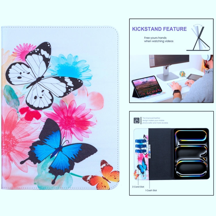 For Samsung Galaxy Tab S9 / S9 FE Colored Drawing Leather Tablet Case(Two Butterflies) - Galaxy Tab S9 Cases by PMC Jewellery | Online Shopping South Africa | PMC Jewellery | Buy Now Pay Later Mobicred