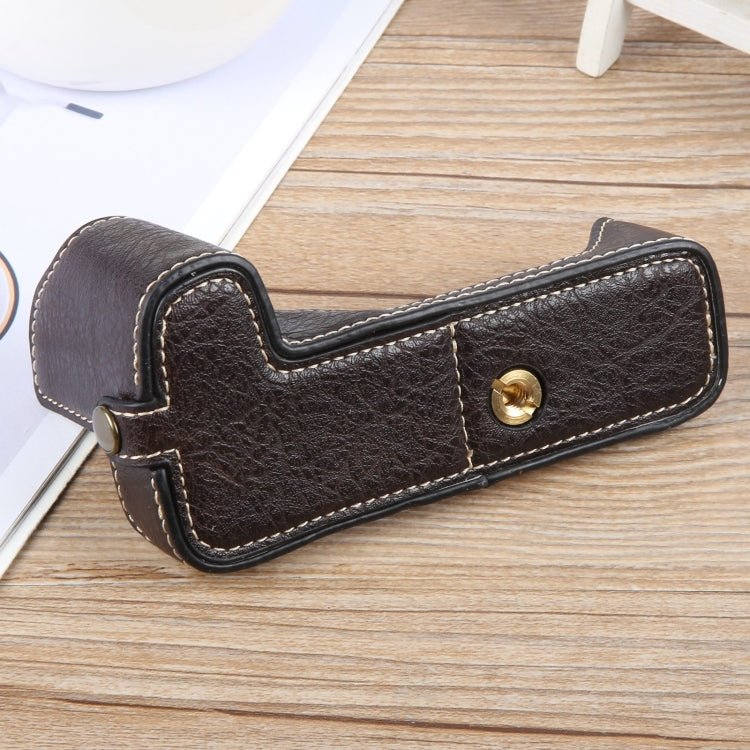 For Canon EOS 200D II / 200D Buffalo Texture PU Leather Camera Half Case Base(Dark Coffee) - Half Case by PMC TechLife | Online Shopping South Africa | PMC TechLife | Buy Now Pay Later Mobicred