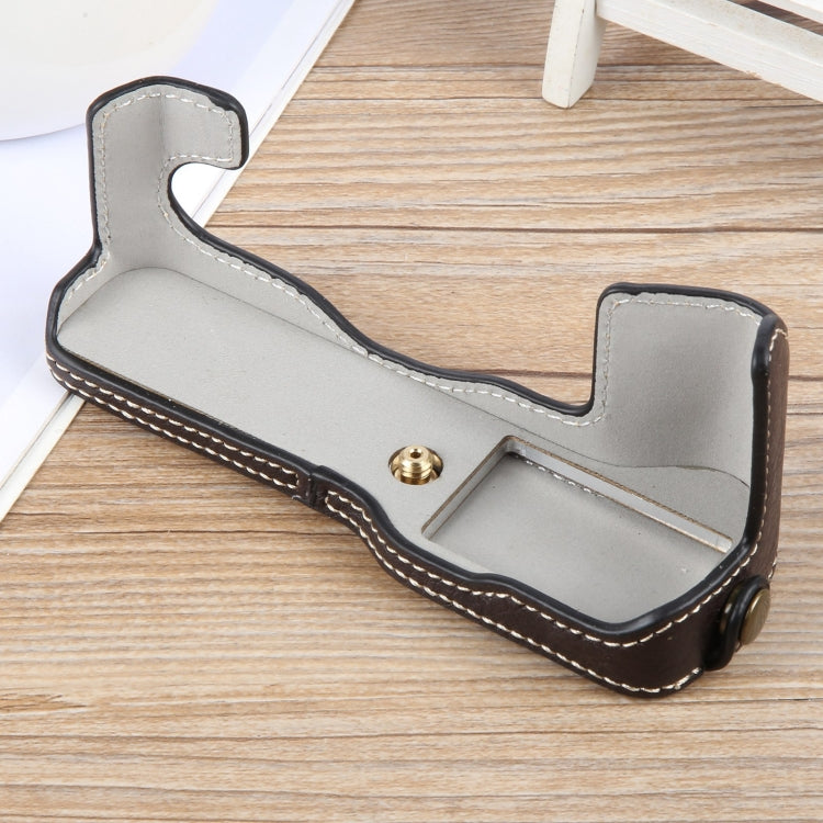 For FUJIFILM X-T1 Buffalo Texture PU Leather Camera Half Case Base(Dark Coffee) - Half Case by PMC TechLife | Online Shopping South Africa | PMC TechLife | Buy Now Pay Later Mobicred